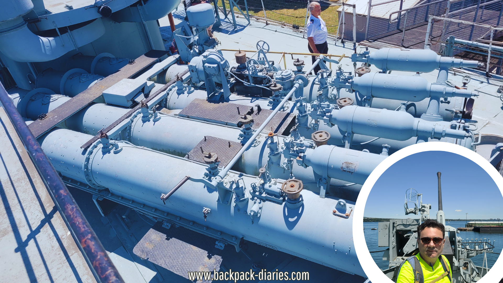 Blogpost header showing a composition of Torpedoes in HMCS Haida with author